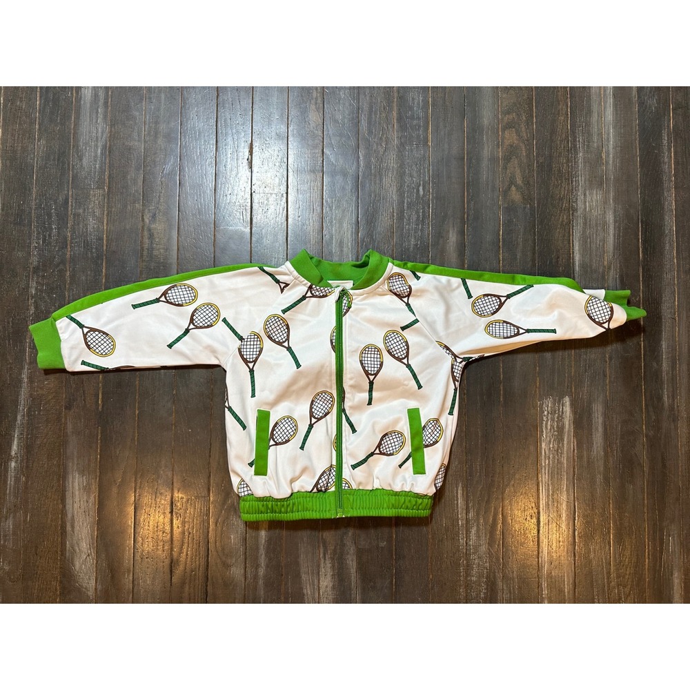 Mini Rodini Kids Tennis Racket Track Jacket Green White Zip Up